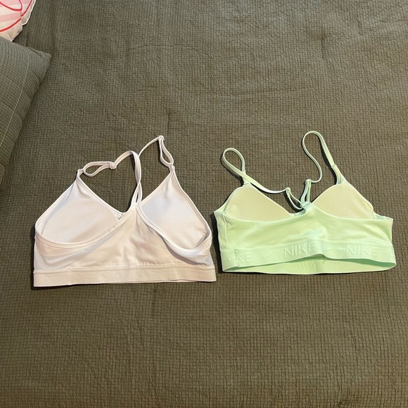 Nike Sports Bras in White and Neon Green - Picture 2 of 10